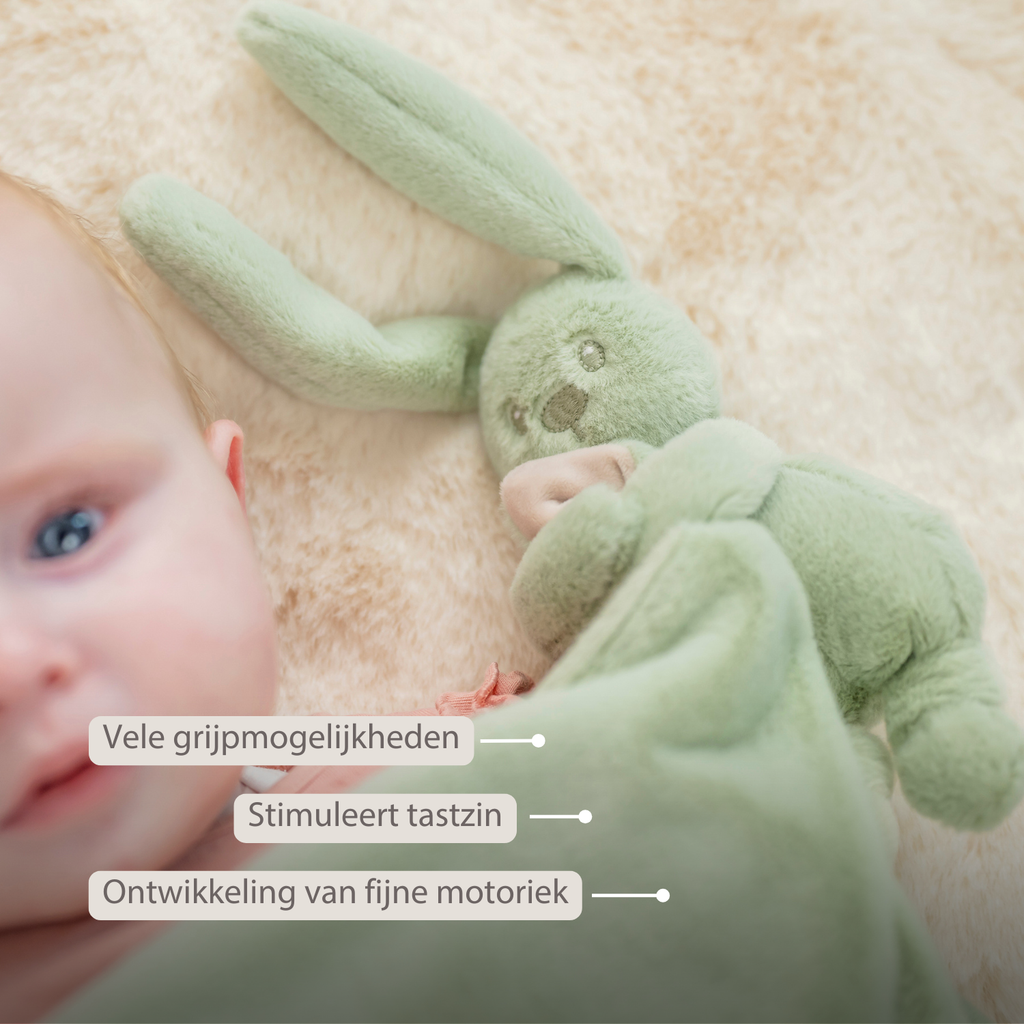 Lapidou Baby Blanket with Plush - 50 x 50 cm - Doudou Rabbit - Powder Pink [NL]