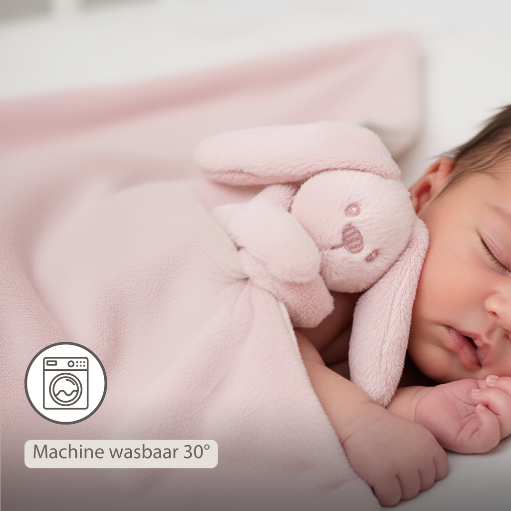 Lapidou Baby Blanket with Plush - 50 x 50 cm - Doudou Rabbit - Powder Pink [NL]