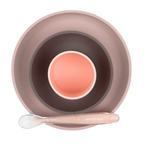 Silicone children’s tableware – 4-piece baby tableware – Pink and Aubergine [DE]