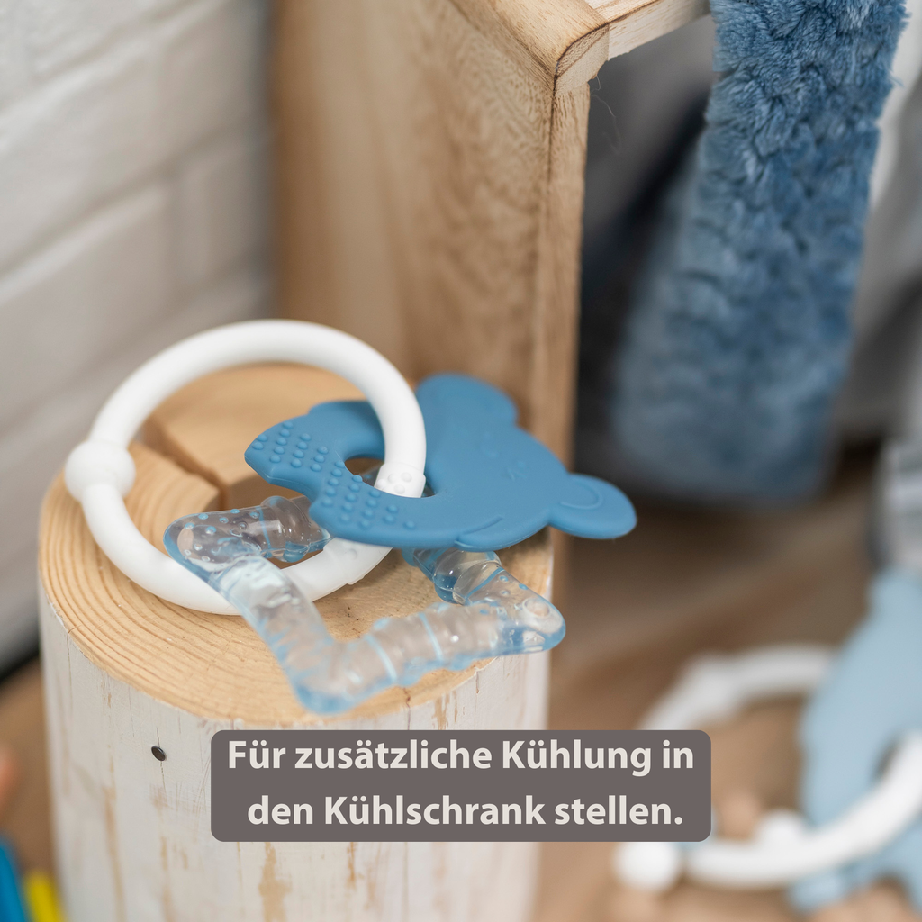 Silicone cooling teether – Baby teething toy – Cooling teether – Blue [DE]