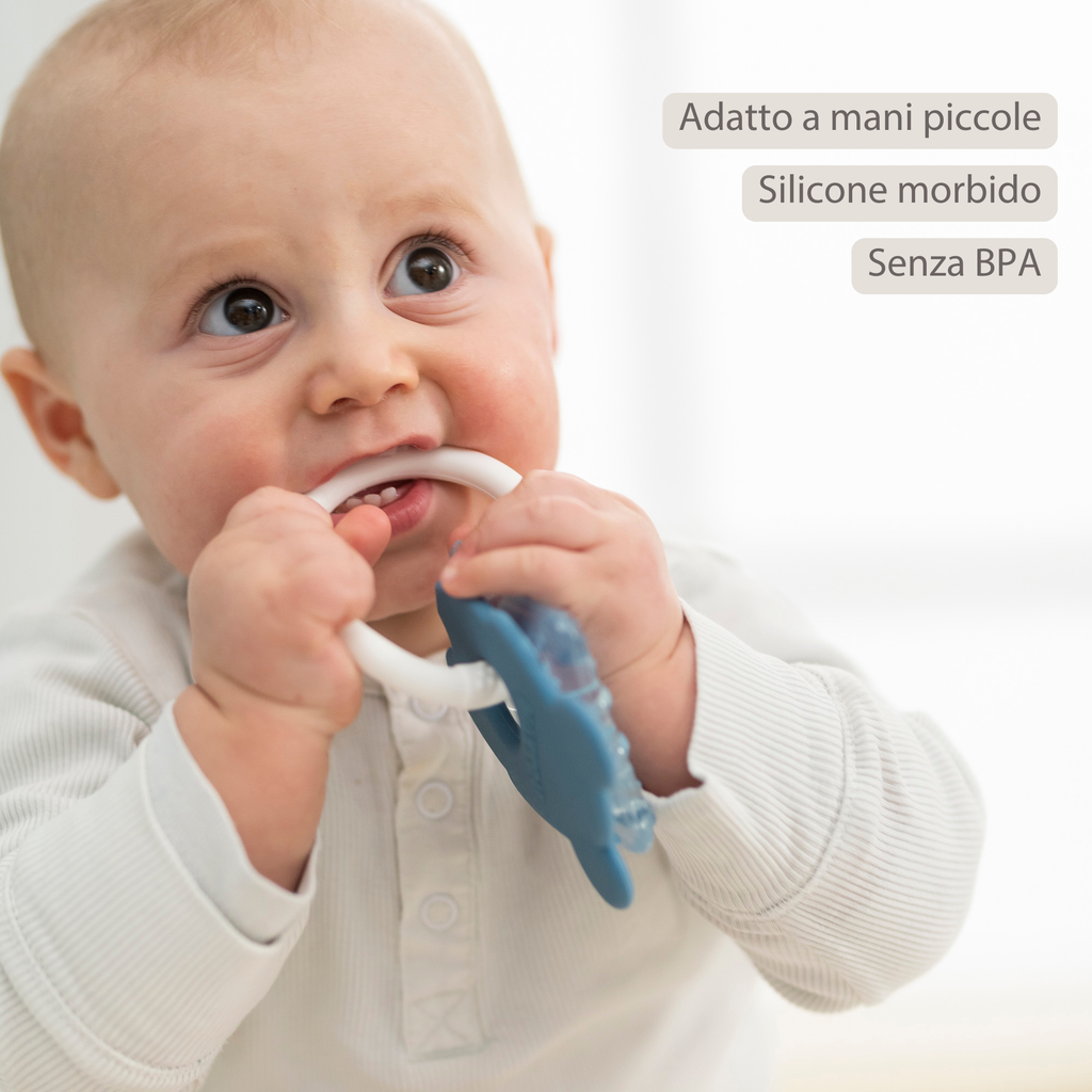 Silicone cooling teether – Baby teething toy – Cooling teether – Blue [IT]