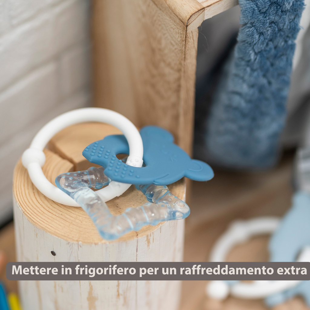 Silicone cooling teether – Baby teething toy – Cooling teether – Blue [IT]
