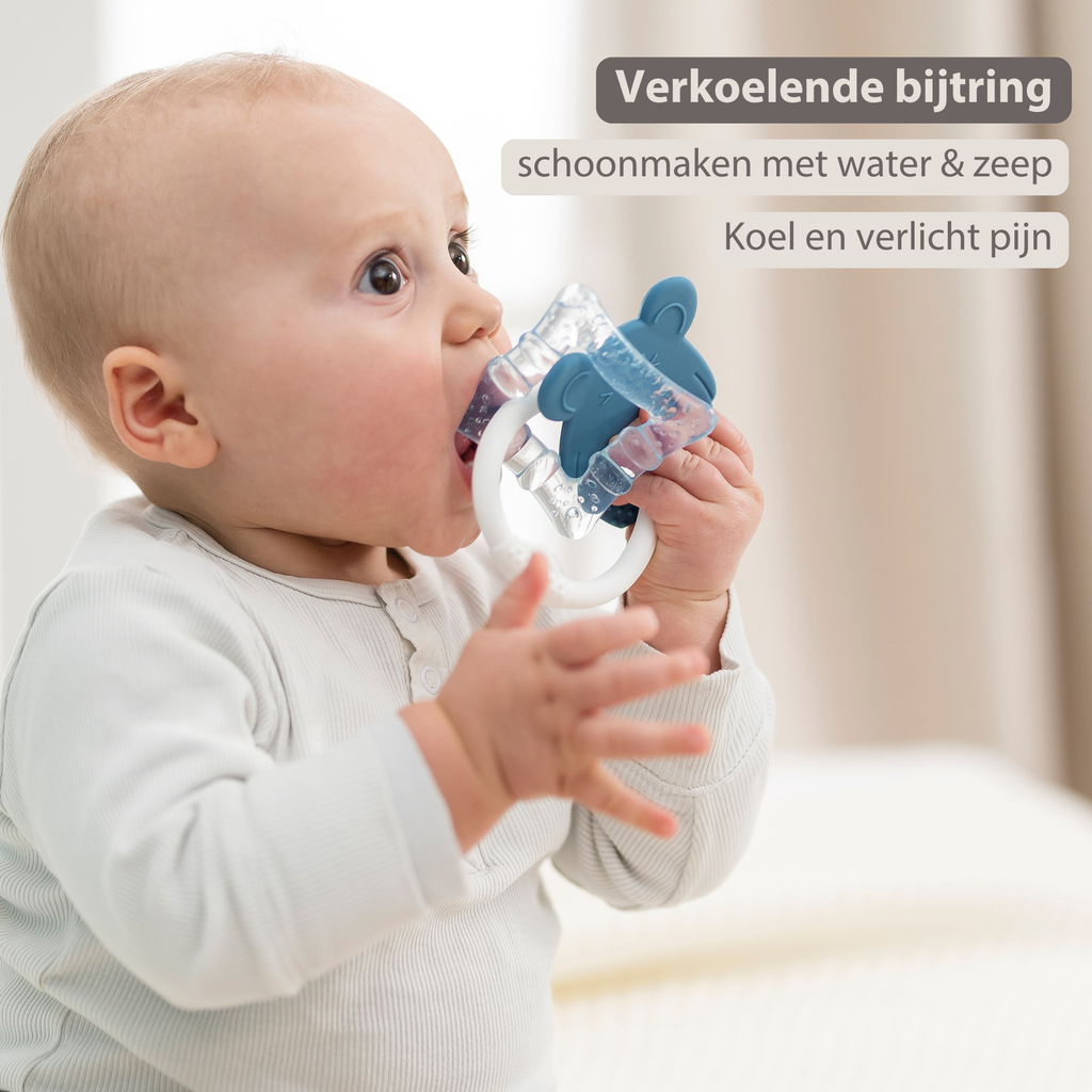 Silicone cooling teether – Baby teething toy – Cooling teether – Blue [NL]