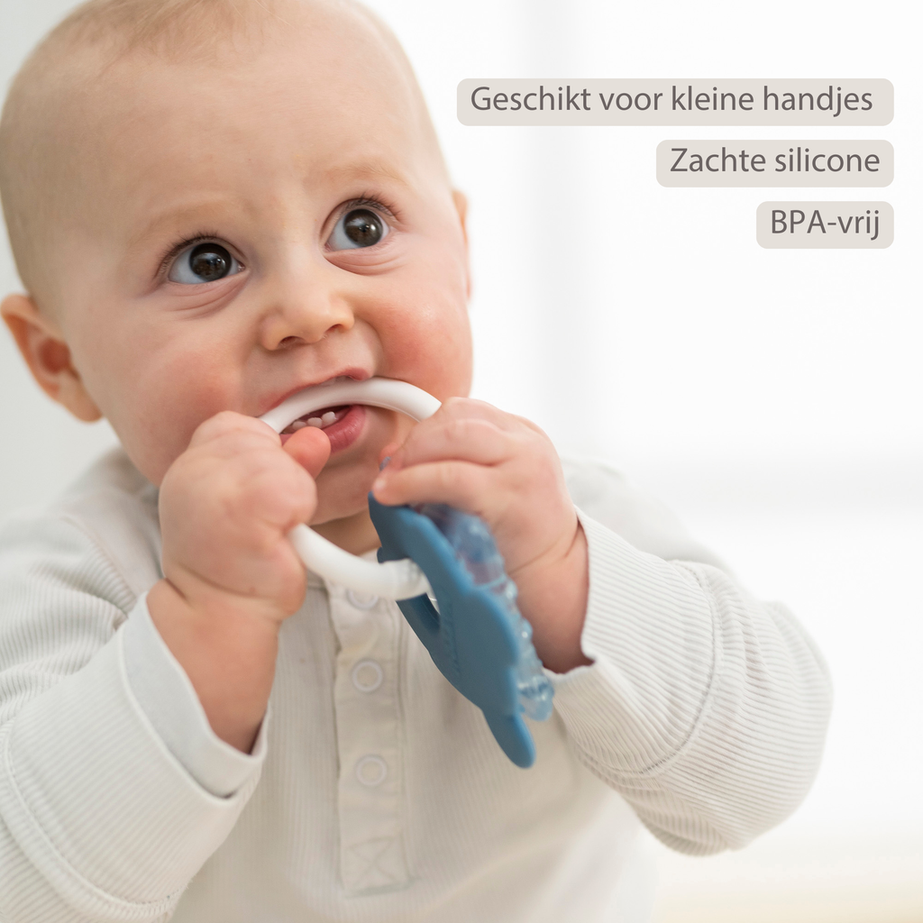 Silicone cooling teether – Baby teething toy – Cooling teether – Blue [NL]