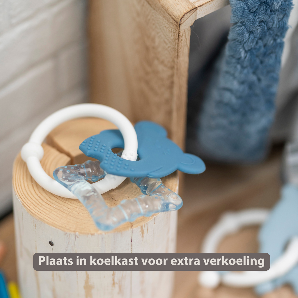 Silicone cooling teether – Baby teething toy – Cooling teether – Blue [NL]