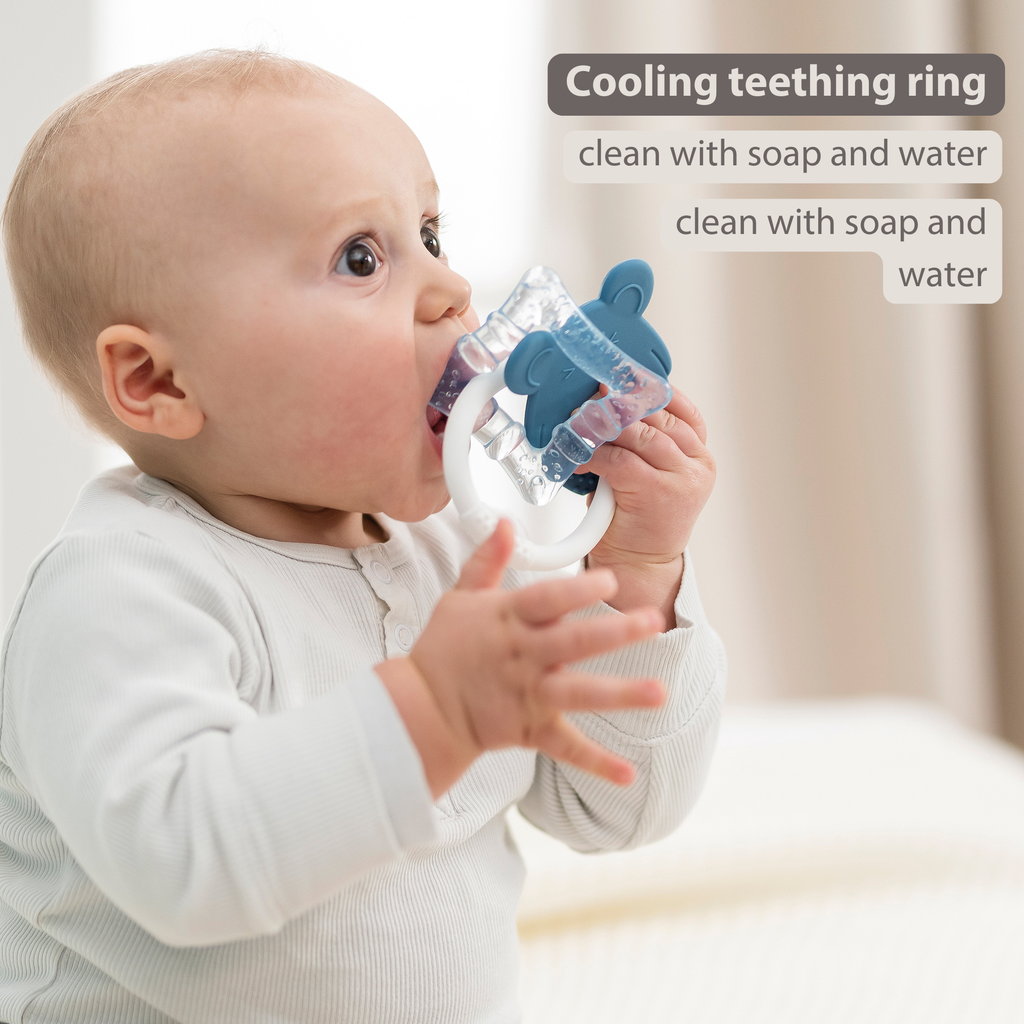 Silicone cooling teether – Baby teething toy – Cooling teether – Blue [EN]