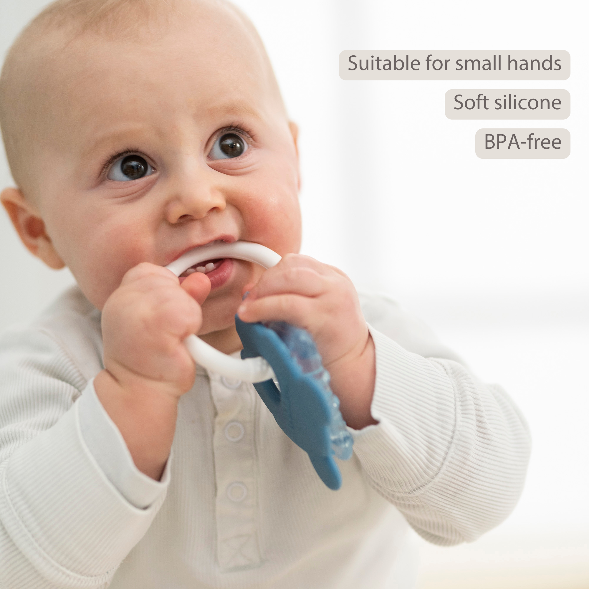 Silicone cooling teether – Baby teething toy – Cooling teether – Blue [EN]