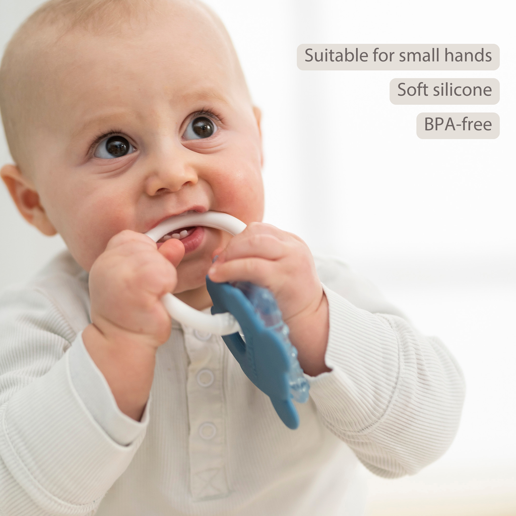Silicone cooling teether – Baby teething toy – Cooling teether – Blue [EN]