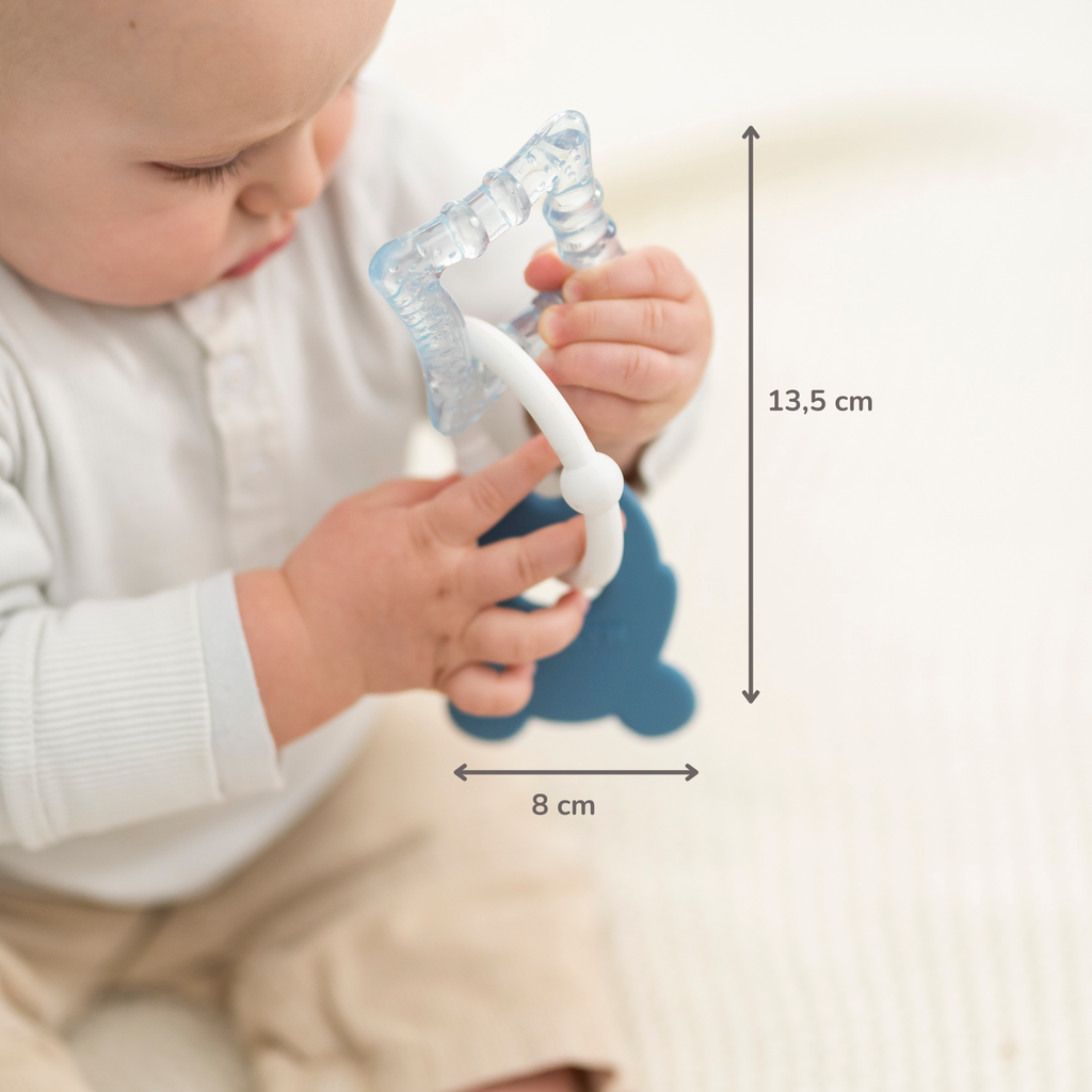 Silicone cooling teether – Baby teething toy – Cooling teether – Blue [EN]