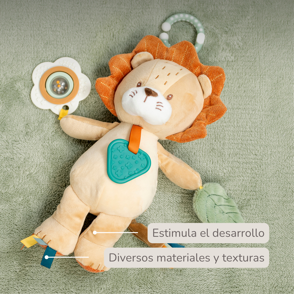 Activity Plush Toy Lion Leon - 30 cm - Soft Baby Plush Toy - Multicolored [ES]