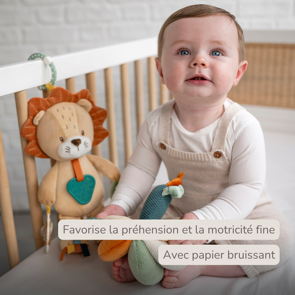 Activity Plush Toy Lion Leon - 30 cm - Soft Baby Plush Toy - Multicolored [FR]