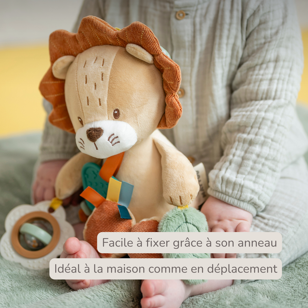 Activity Plush Toy Lion Leon - 30 cm - Soft Baby Plush Toy - Multicolored [FR]