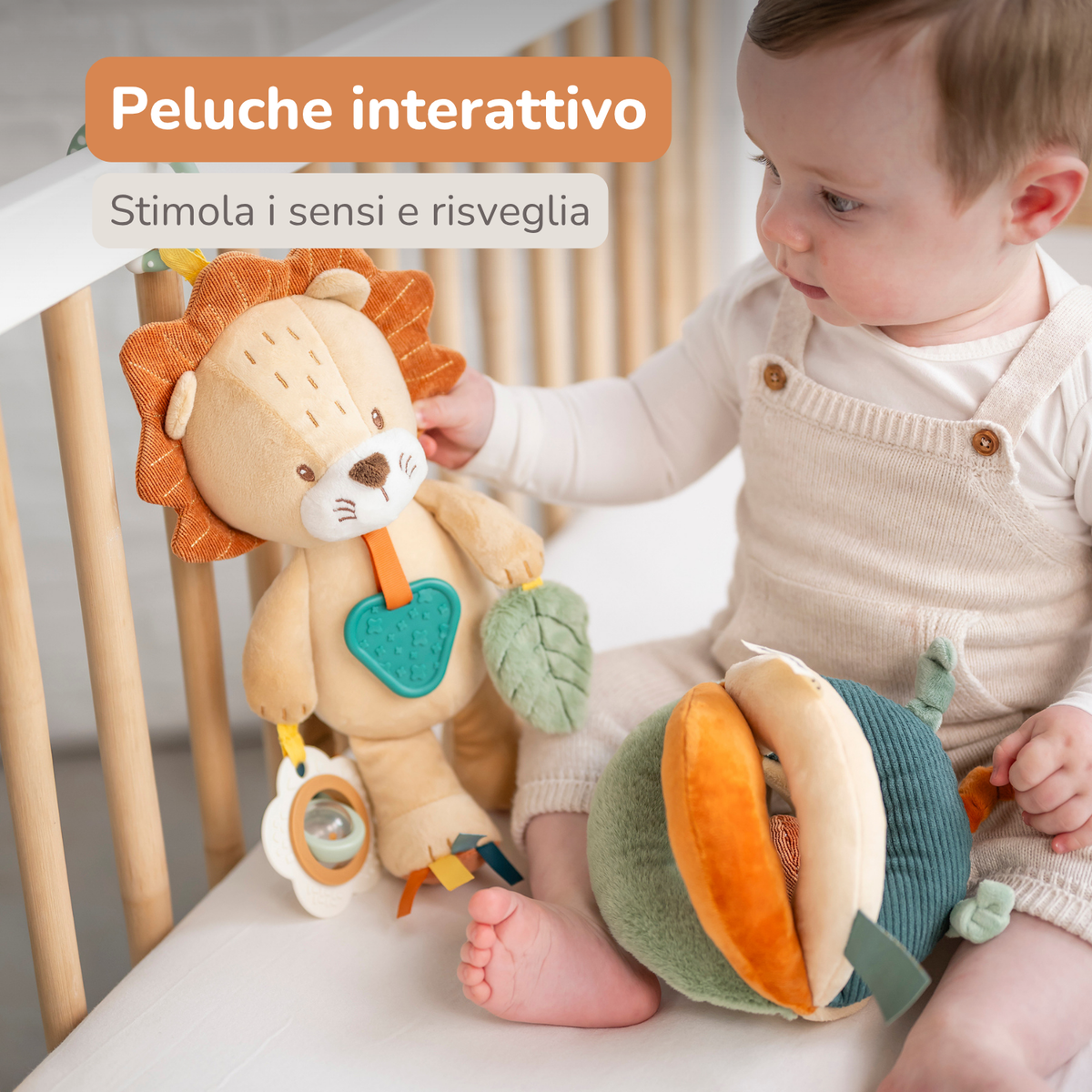 Activity Plush Toy Lion Leon - 30 cm - Soft Baby Plush Toy - Multicolored [IT]