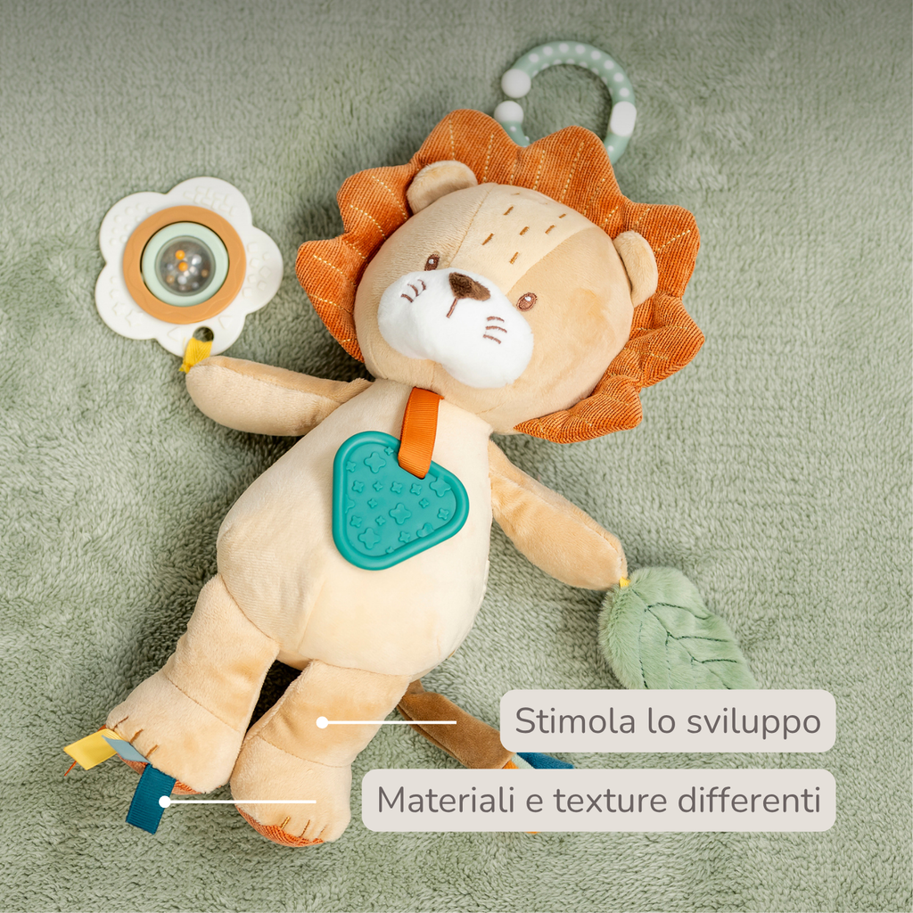 Activity Plush Toy Lion Leon - 30 cm - Soft Baby Plush Toy - Multicolored [IT]