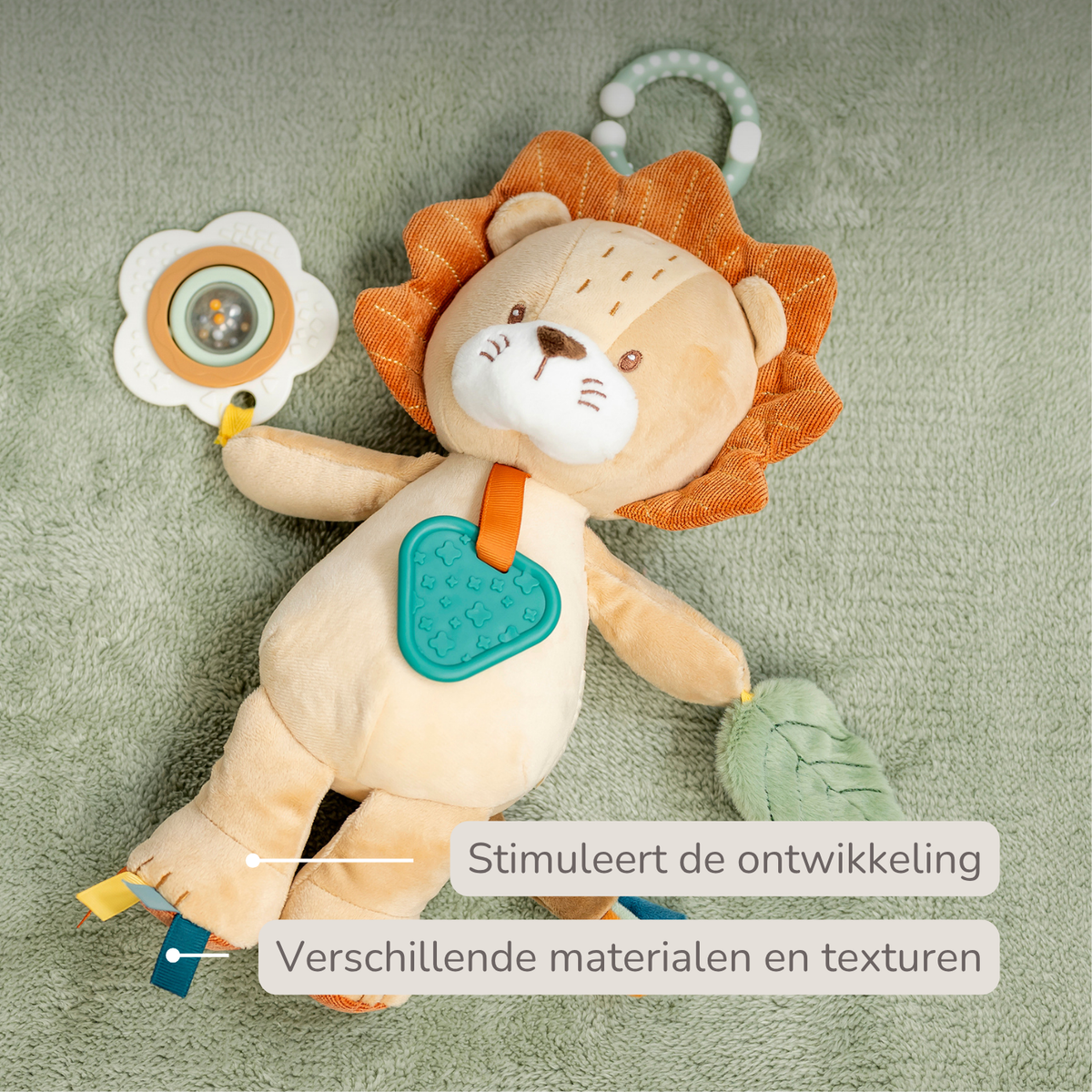 Activity Plush Toy Lion Leon - 30 cm - Soft Baby Plush Toy - Multicolored [NL]