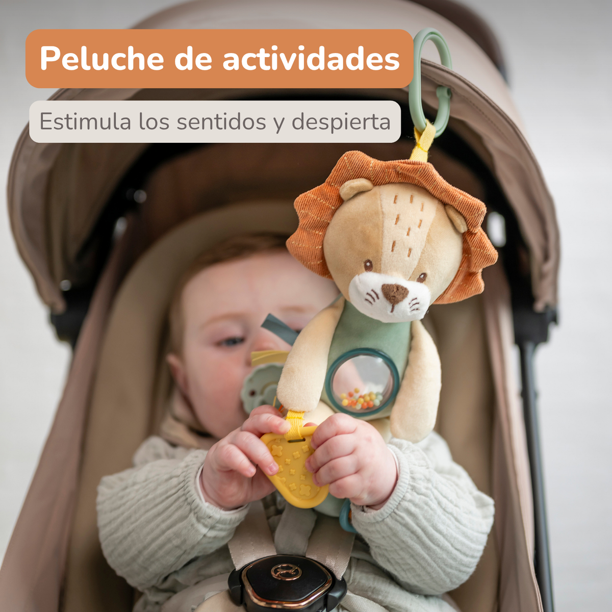 Activity Plush Toy Lion Leon - 25 cm - Soft Baby Plush Toy - Multicolored [ES]