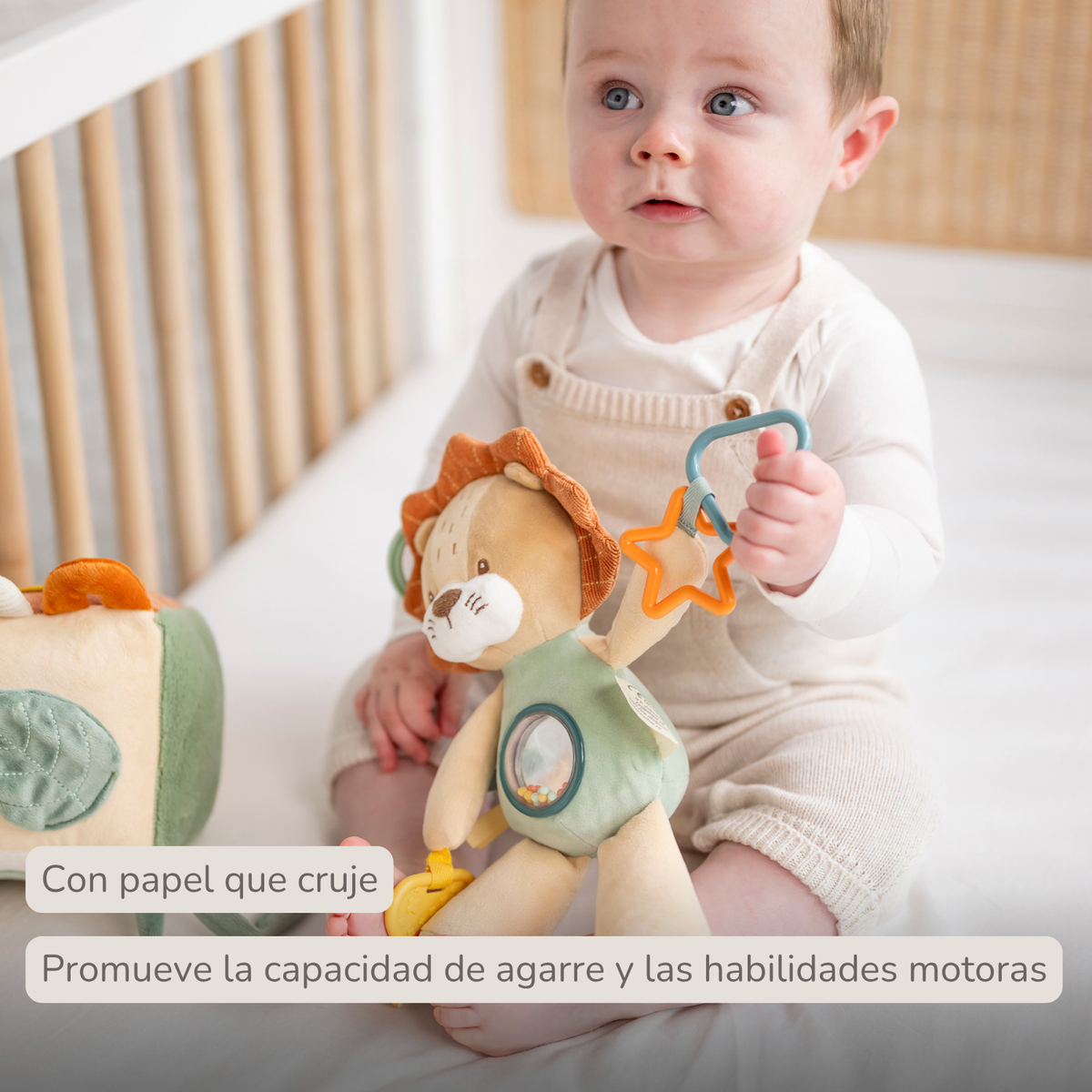 Activity Plush Toy Lion Leon - 25 cm - Soft Baby Plush Toy - Multicolored [ES]