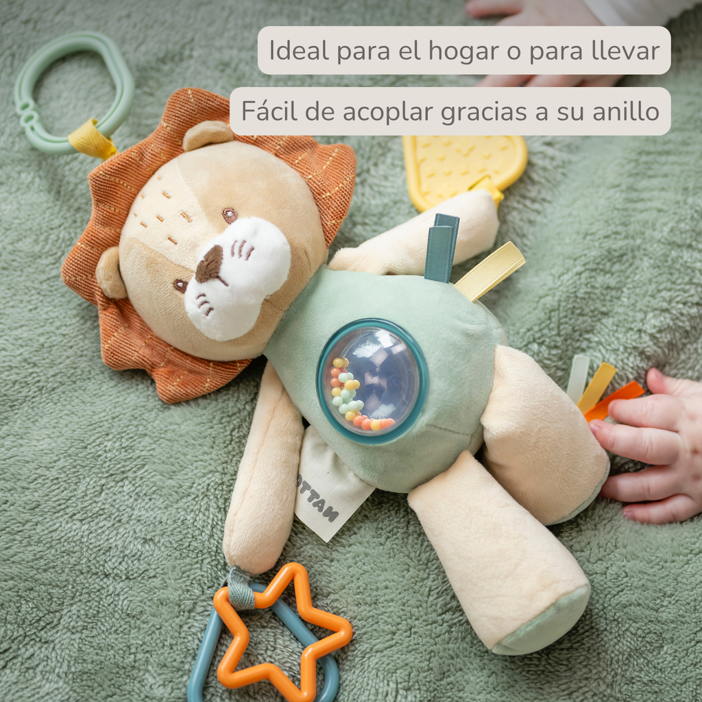 Activity Plush Toy Lion Leon - 25 cm - Soft Baby Plush Toy - Multicolored [ES]