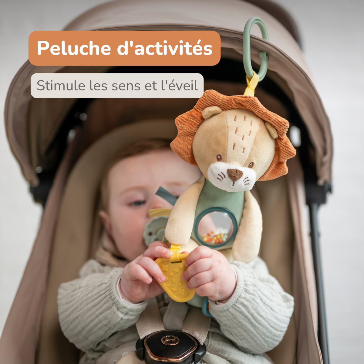 Activity Plush Toy Lion Leon - 25 cm - Soft Baby Plush Toy - Multicolored [FR]