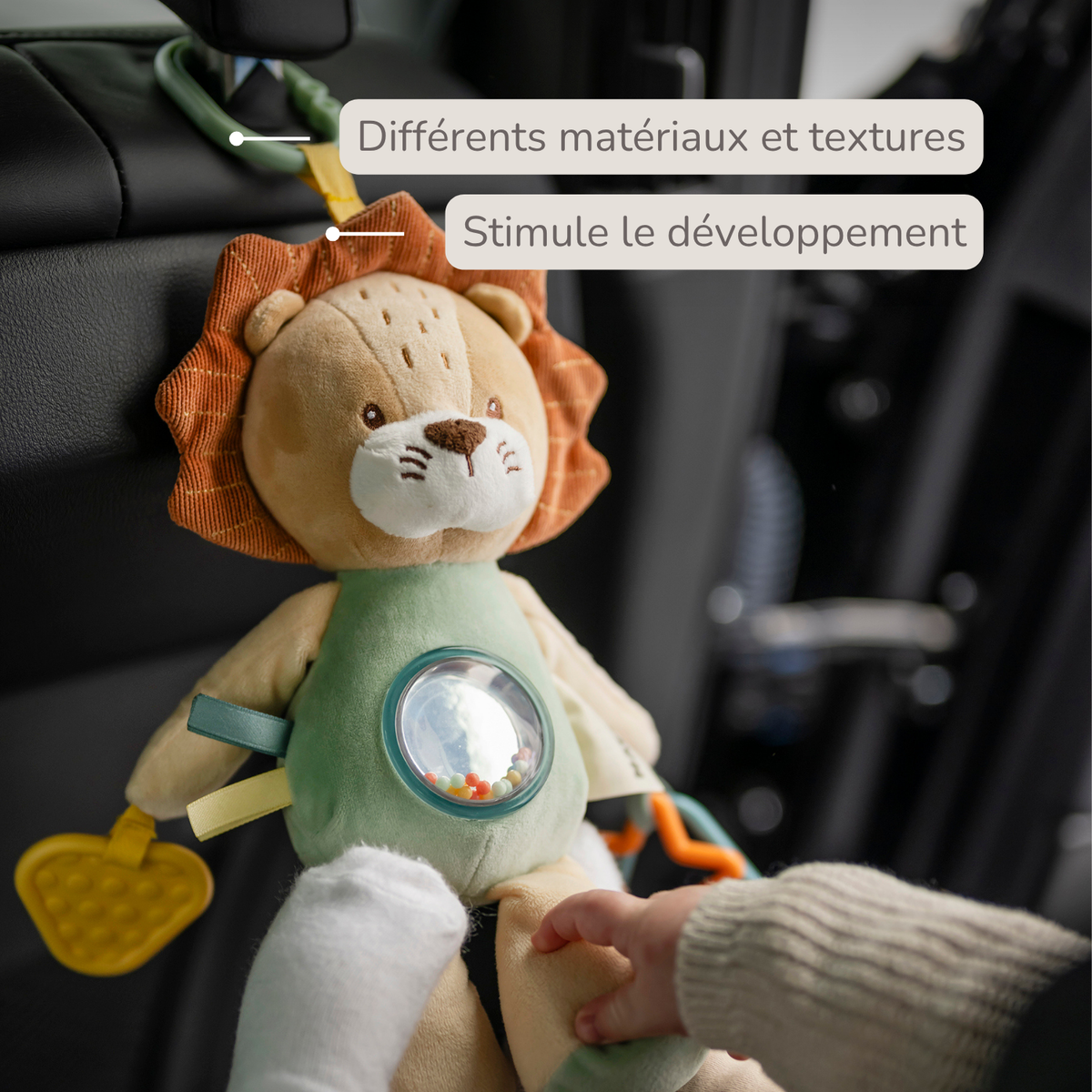 Activity Plush Toy Lion Leon - 25 cm - Soft Baby Plush Toy - Multicolored [FR]