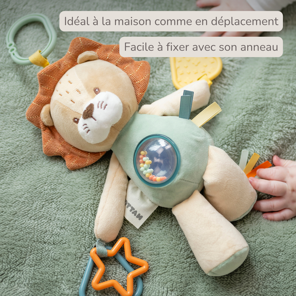 Activity Plush Toy Lion Leon - 25 cm - Soft Baby Plush Toy - Multicolored [FR]