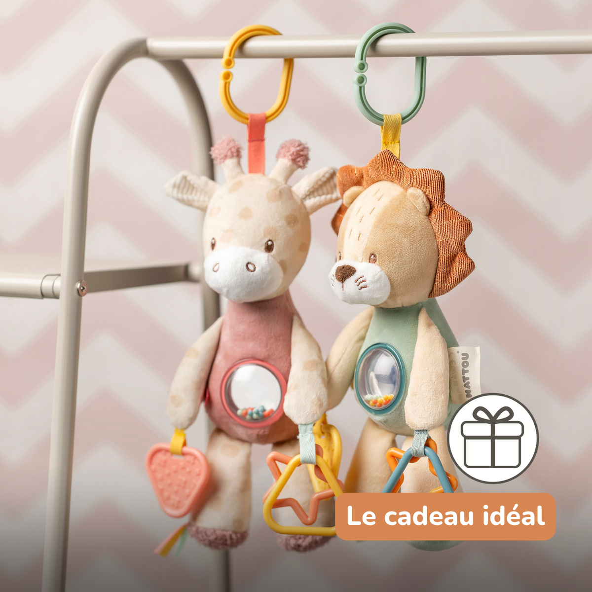 Activity Plush Toy Lion Leon - 25 cm - Soft Baby Plush Toy - Multicolored [FR]