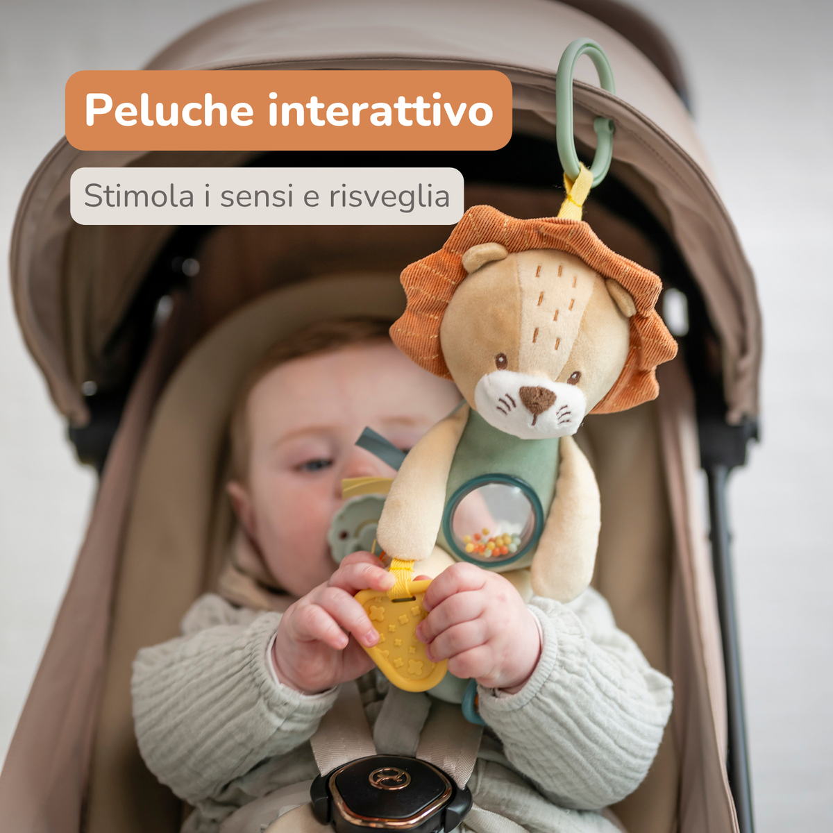 Activity Plush Toy Lion Leon - 25 cm - Soft Baby Plush Toy - Multicolored [IT]