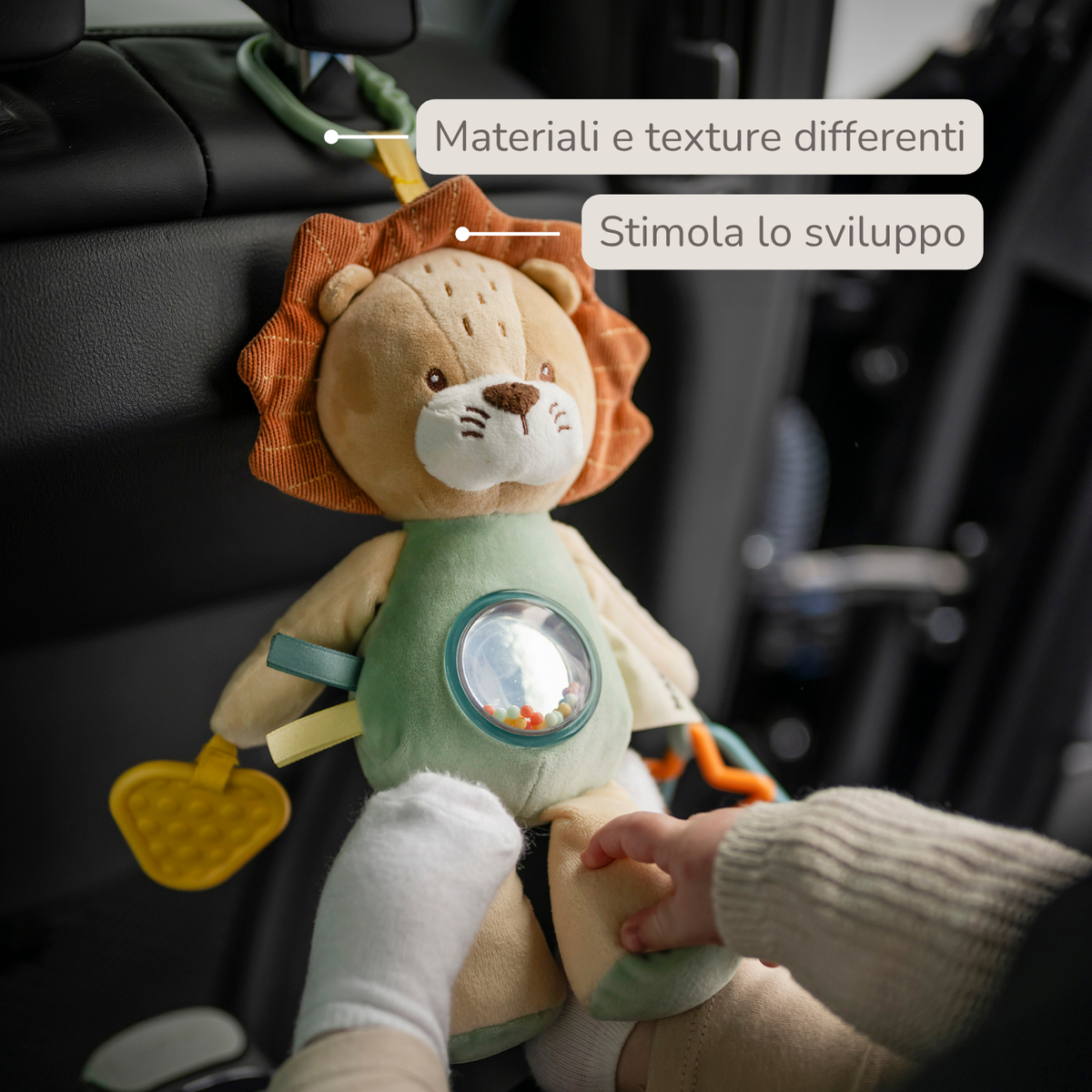 Activity Plush Toy Lion Leon - 25 cm - Soft Baby Plush Toy - Multicolored [IT]