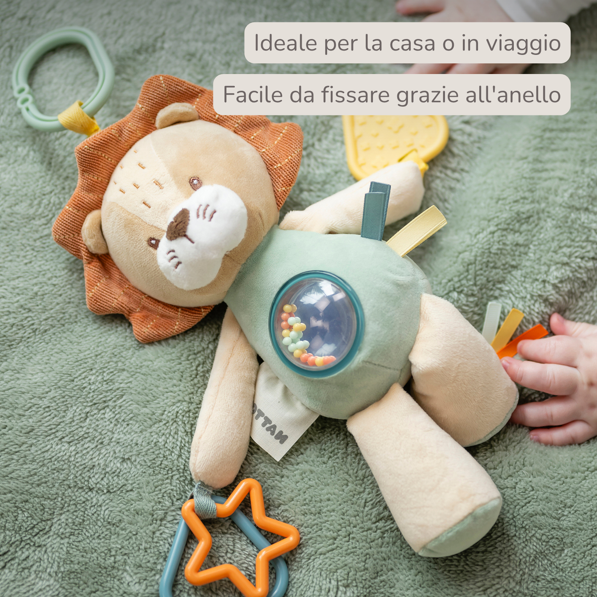 Activity Plush Toy Lion Leon - 25 cm - Soft Baby Plush Toy - Multicolored [IT]