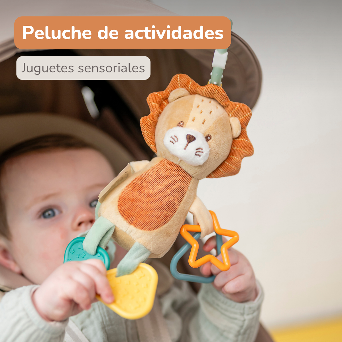 Activity Plush Toy Lion Leon - 20 cm - Soft Baby Plush Toy - Multicolored [ES]