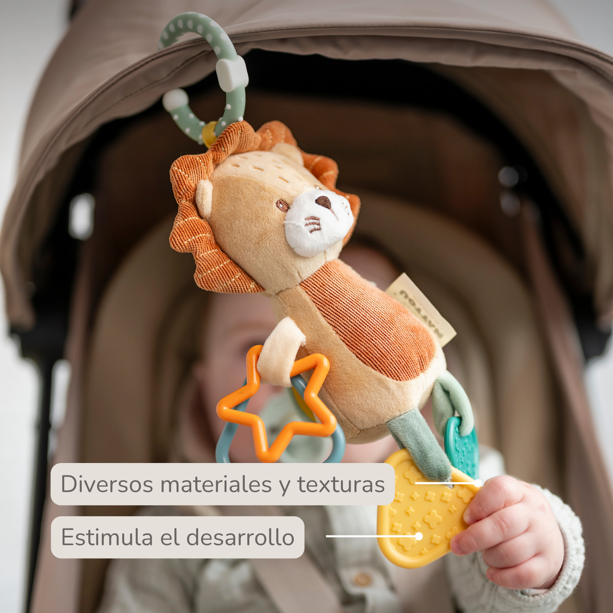 Activity Plush Toy Lion Leon - 20 cm - Soft Baby Plush Toy - Multicolored [ES]