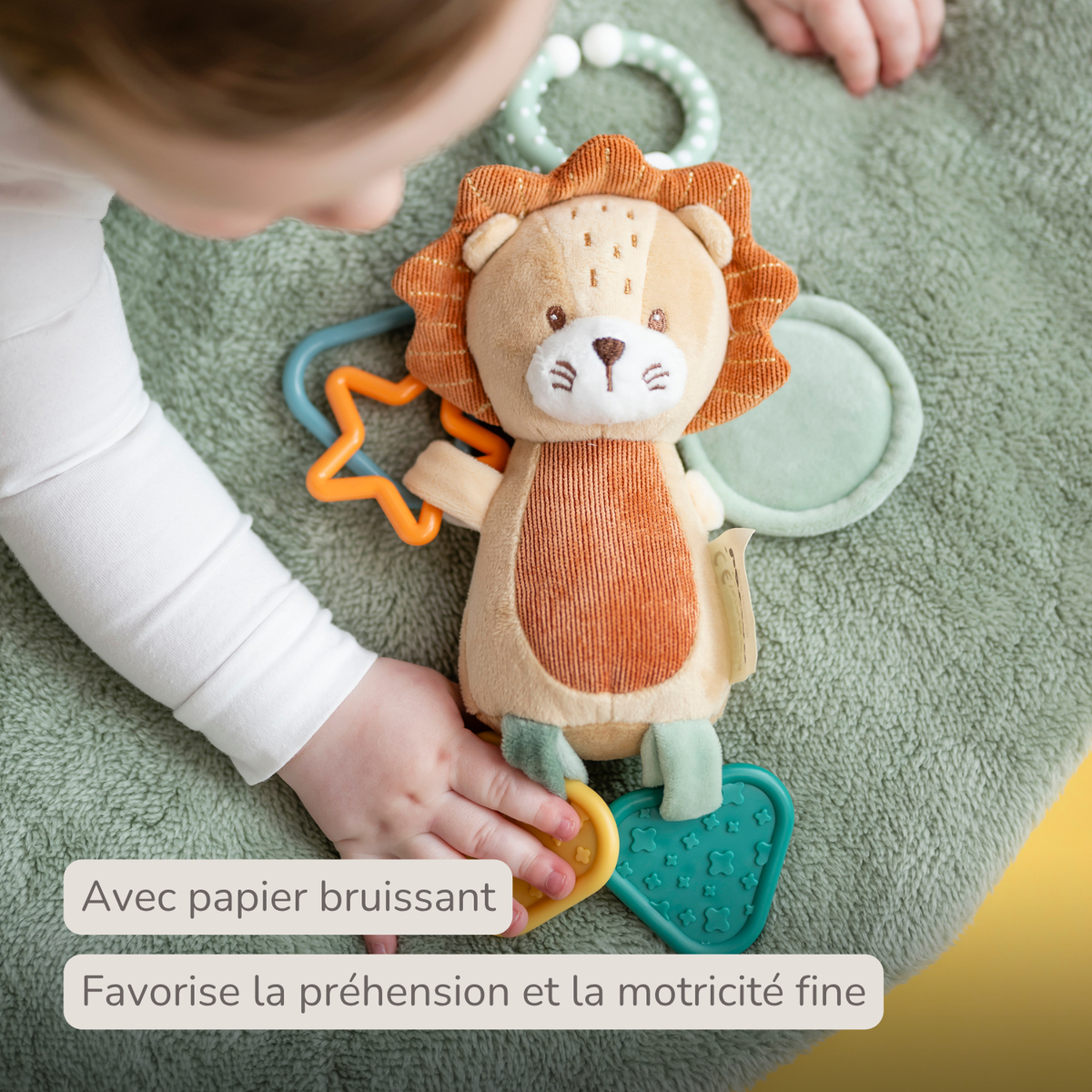 Activity Plush Toy Lion Leon - 20 cm - Soft Baby Plush Toy - Multicolored [FR]