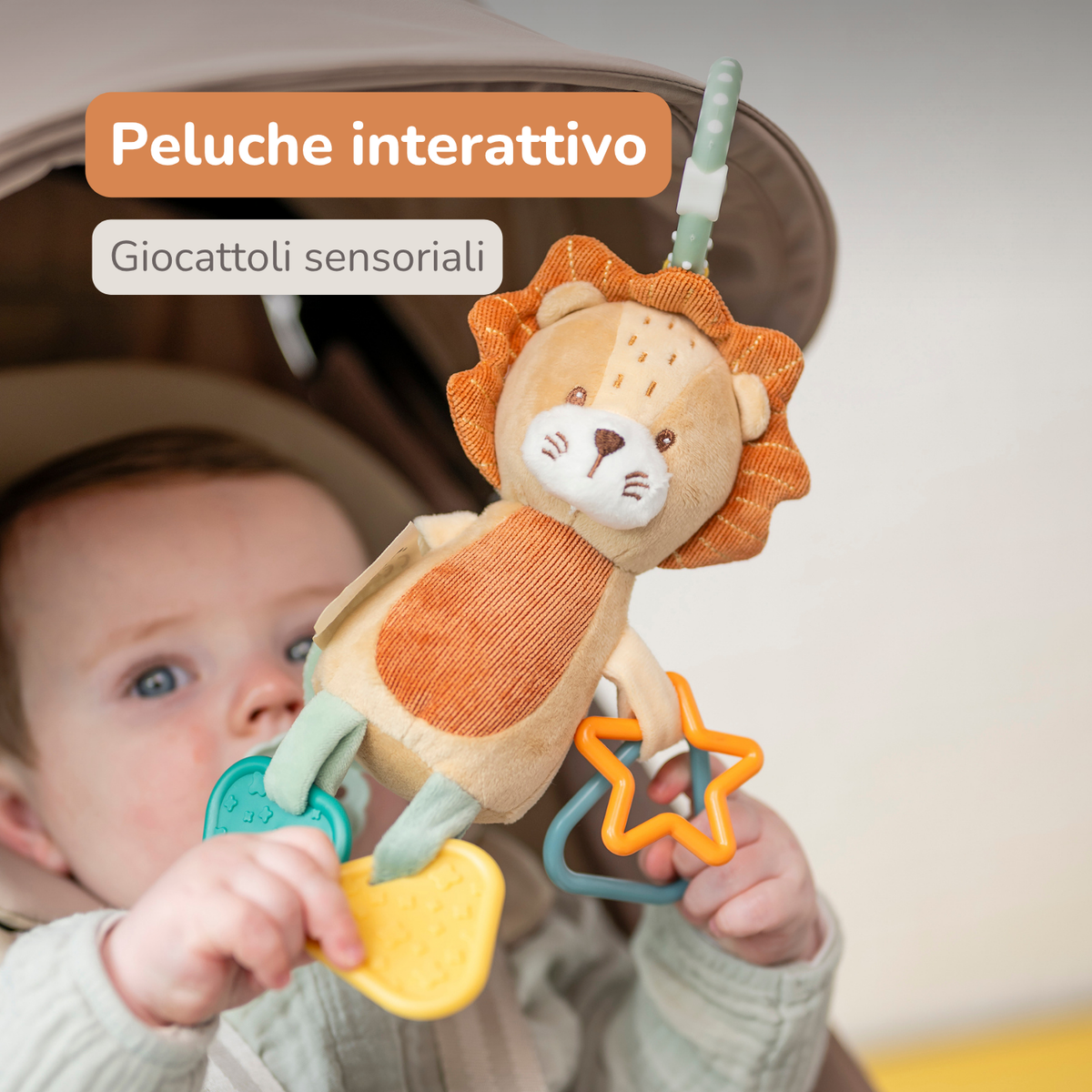 Activity Plush Toy Lion Leon - 20 cm - Soft Baby Plush Toy - Multicolored [IT]