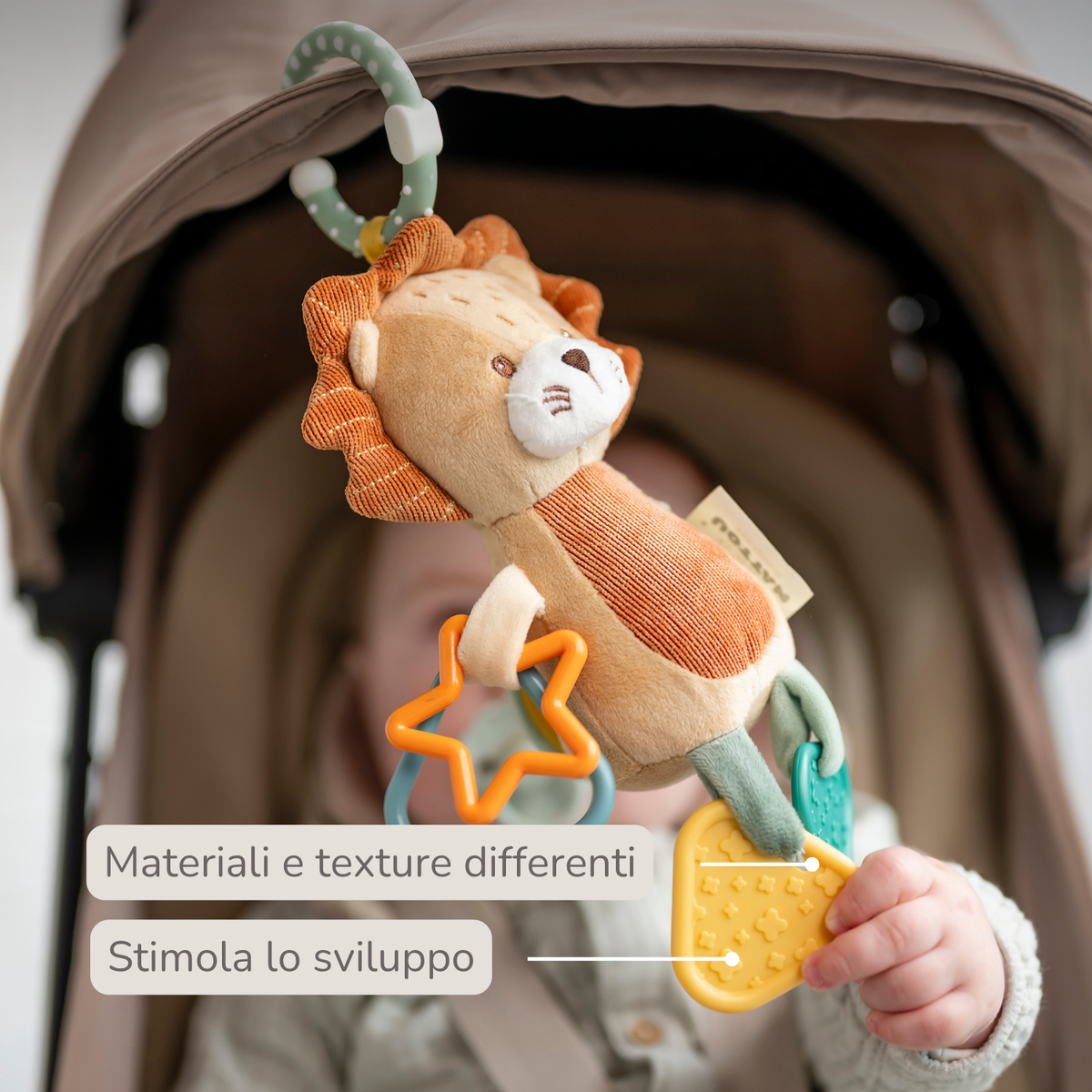 Activity Plush Toy Lion Leon - 20 cm - Soft Baby Plush Toy - Multicolored [IT]