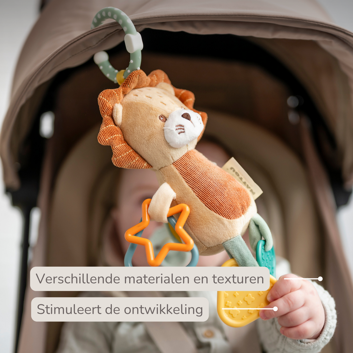 Activity Plush Toy Lion Leon - 20 cm - Soft Baby Plush Toy - Multicolored [NL]