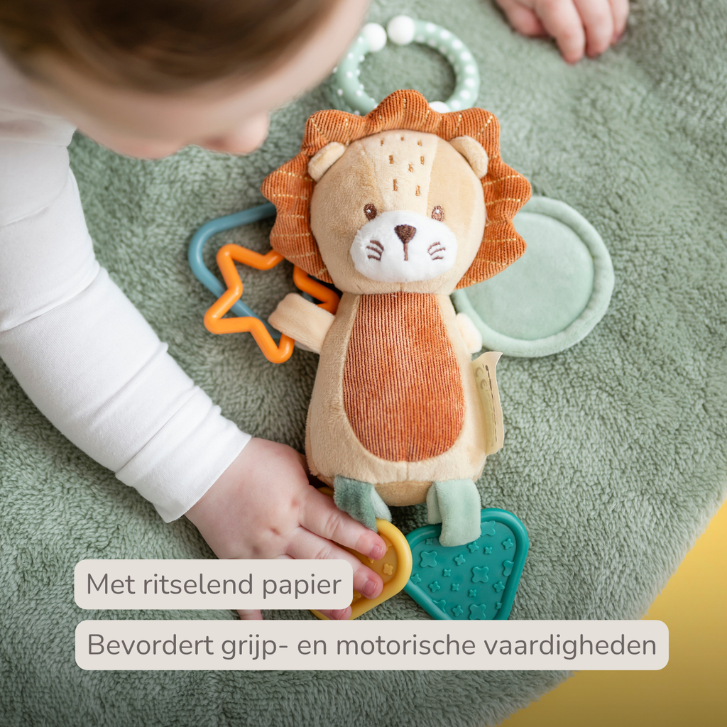 Activity Plush Toy Lion Leon - 20 cm - Soft Baby Plush Toy - Multicolored [NL]