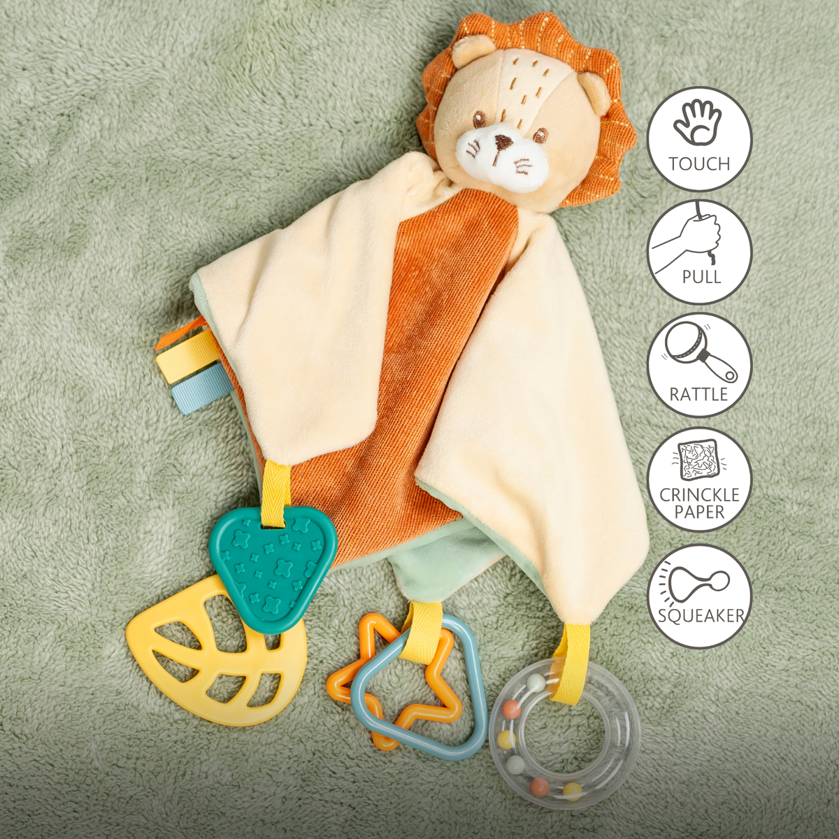 Baby Activity Comforter Léon - Lion Doudou - 28 x 28 cm - Multicolored [IT]
