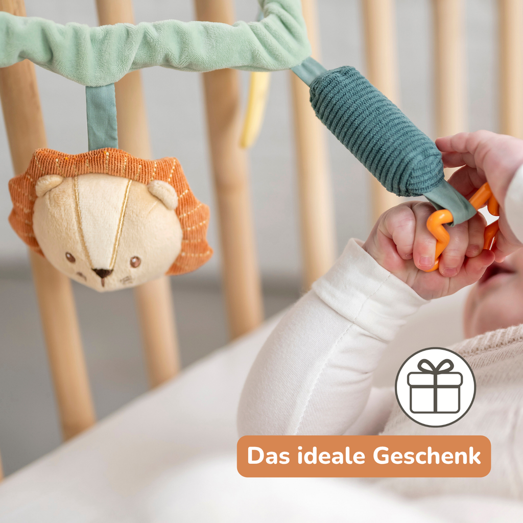 Pram Toy Lion Léon - Baby Toy for Home or On the Go - 17 cm - Multicolored [DE]