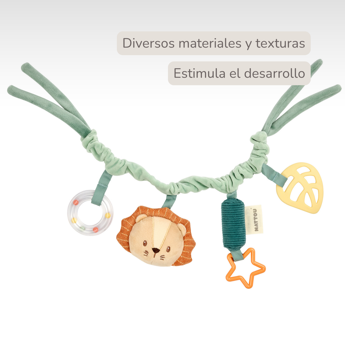 Pram Toy Lion Léon - Baby Toy for Home or On the Go - 17 cm - Multicolored [ES]