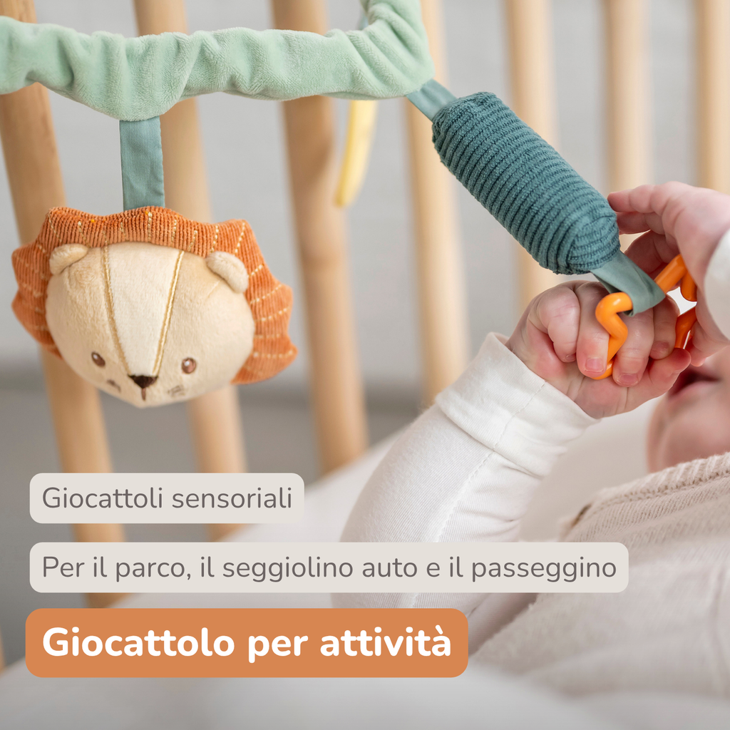 Pram Toy Lion Léon - Baby Toy for Home or On the Go - 17 cm - Multicolored [IT]
