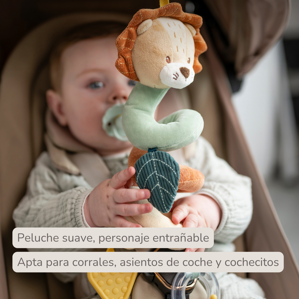 Vertical Playpen Spiral Baby Lion Léon - Hanging Activity Spiral for Home or On the Go - 28 cm - Multicolored [ES]