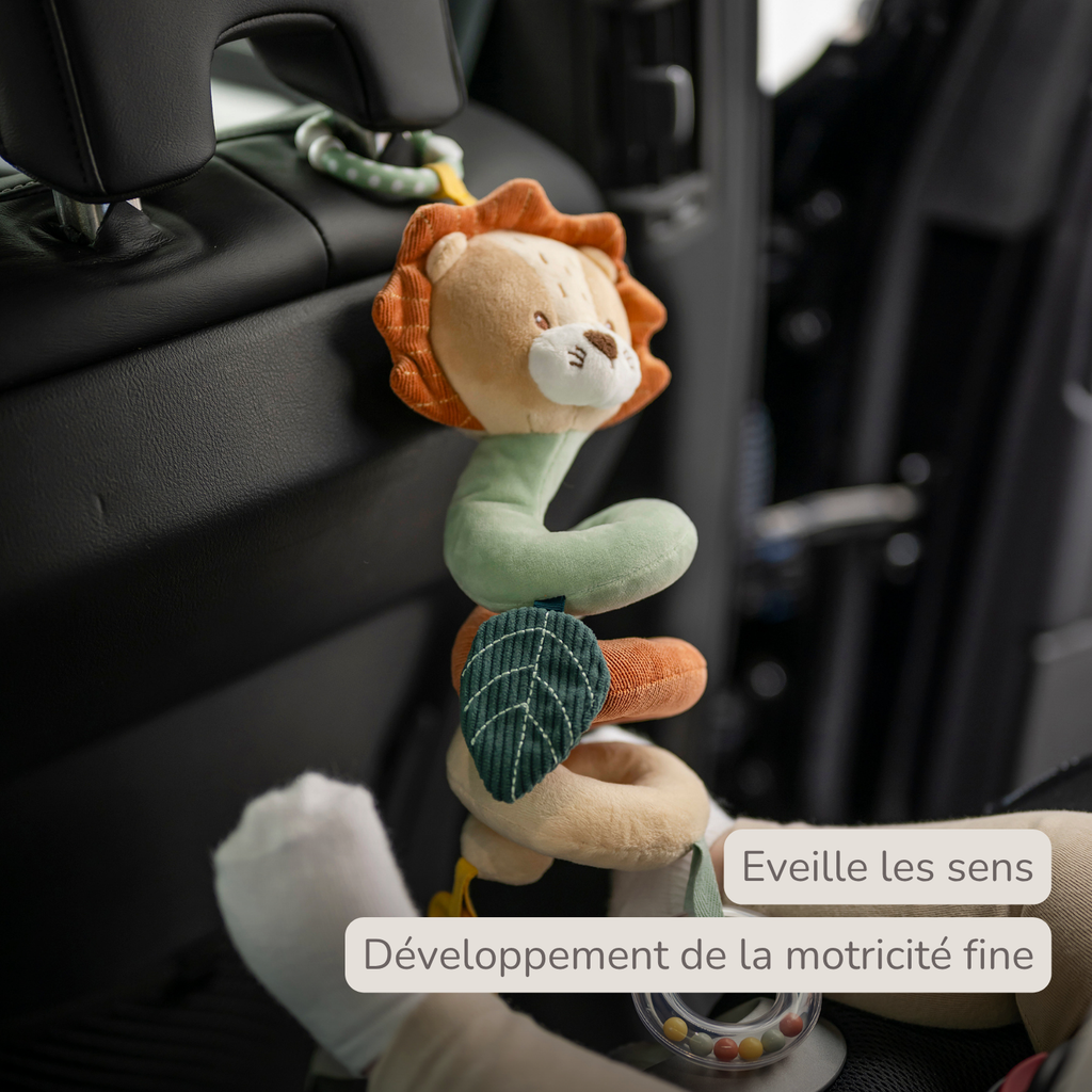 Vertical Playpen Spiral Baby Lion Léon - Hanging Activity Spiral for Home or On the Go - 28 cm - Multicolored [FR]