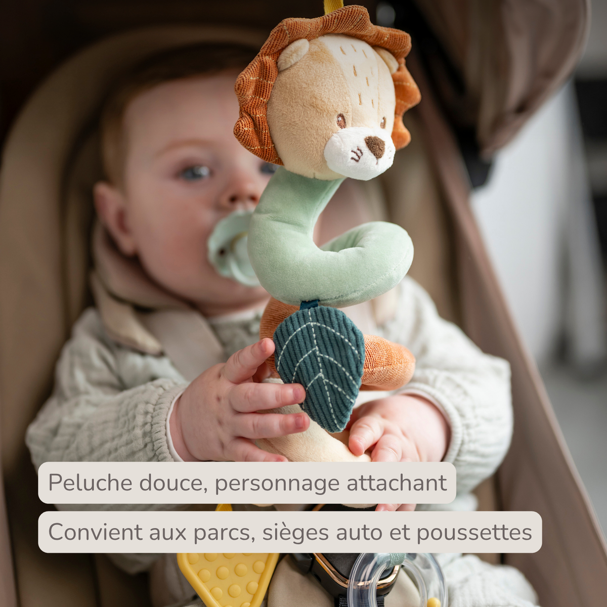Vertical Playpen Spiral Baby Lion Léon - Hanging Activity Spiral for Home or On the Go - 28 cm - Multicolored [FR]