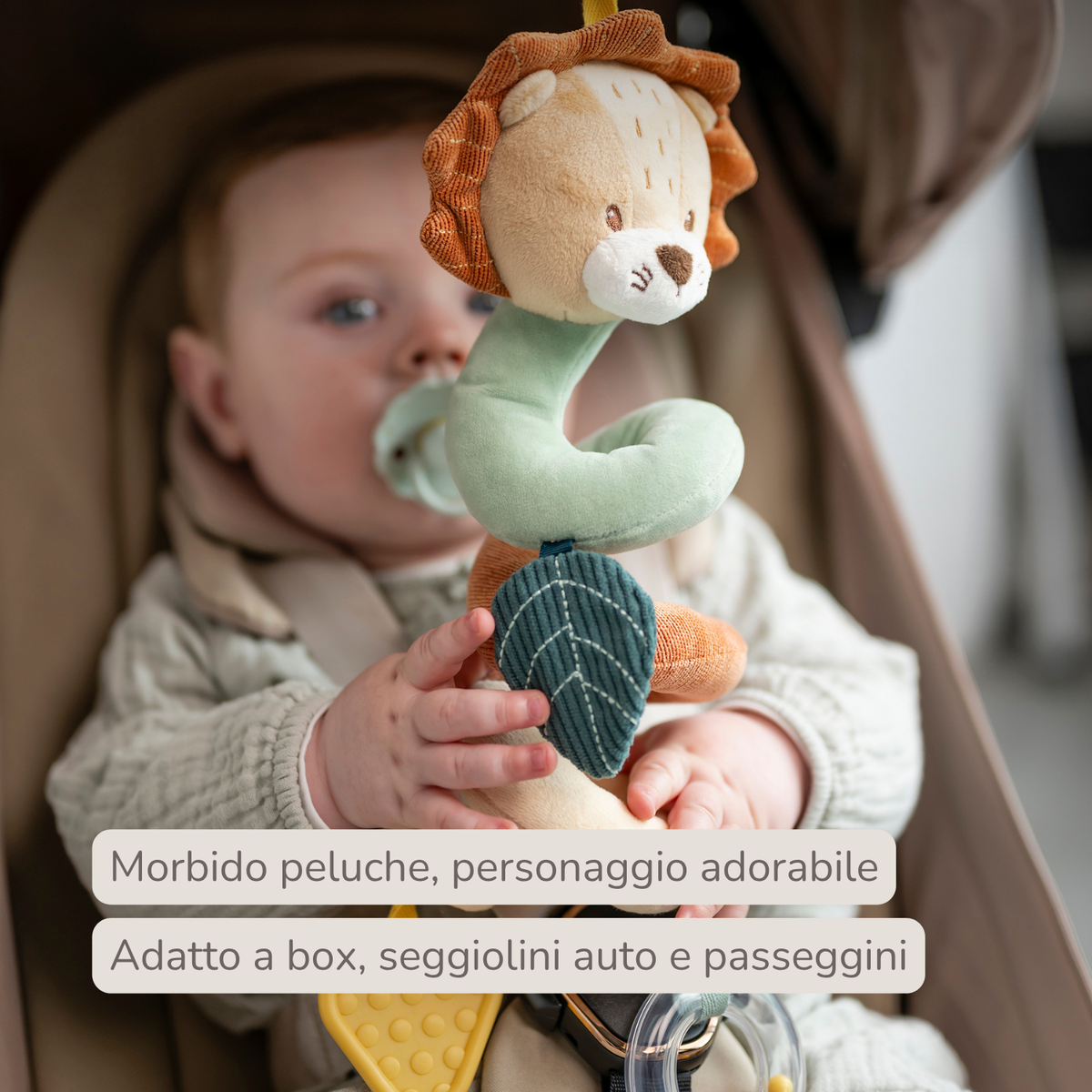 Vertical Playpen Spiral Baby Lion Léon - Hanging Activity Spiral for Home or On the Go - 28 cm - Multicolored [IT]