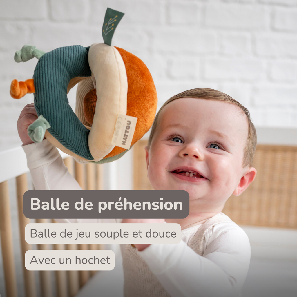 Soft Grip Ball Lion Léon - Plush Activity Ball - Sensory Toy - 15 cm - Multicolored [FR]