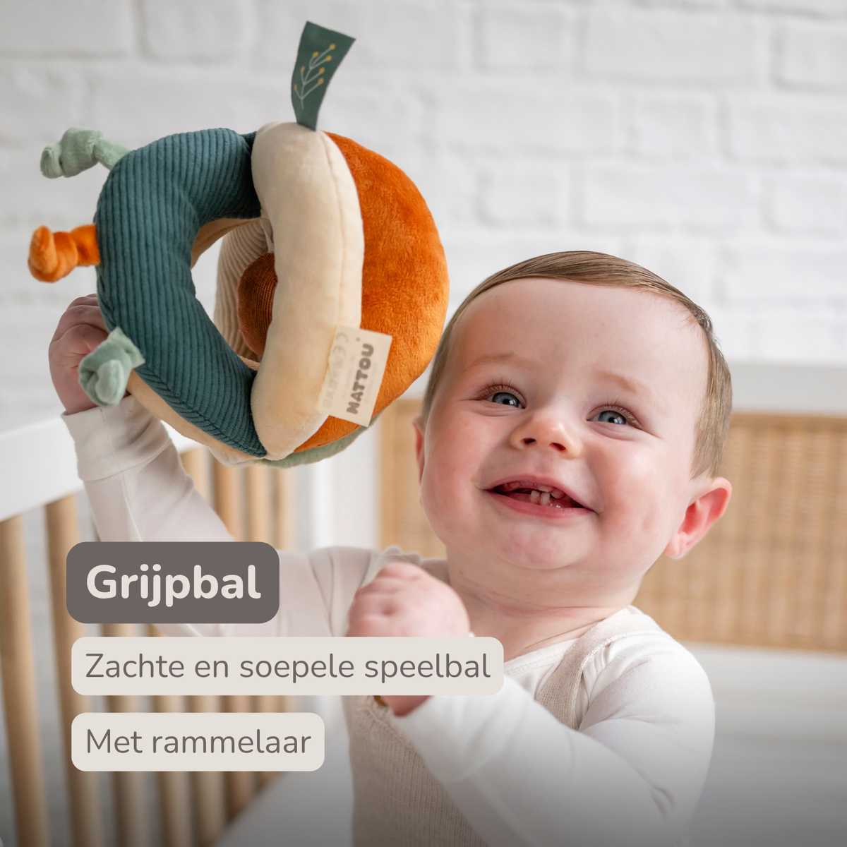 Soft Grip Ball Lion Léon - Plush Activity Ball - Sensory Toy - 15 cm - Multicolored [NL]