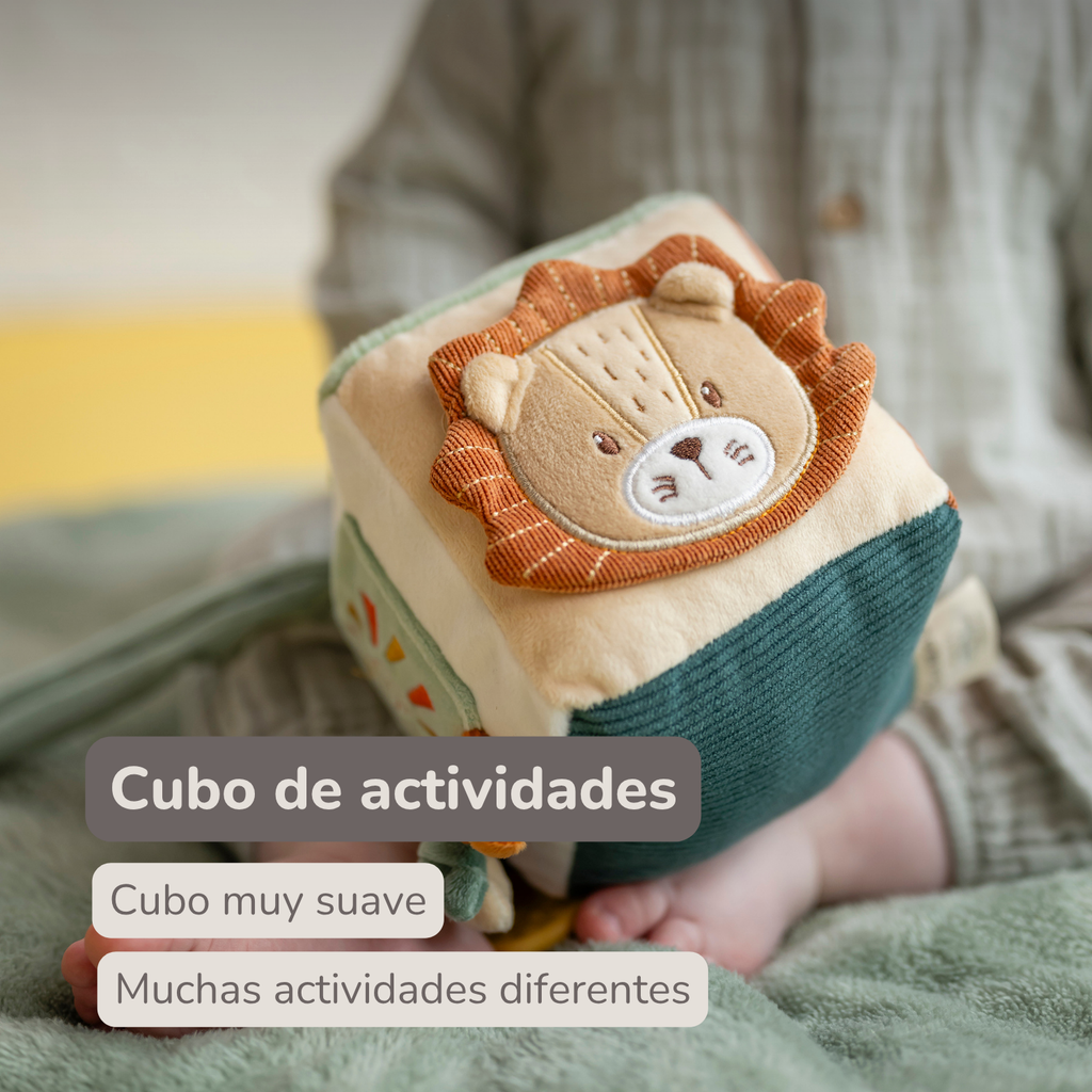 Soft Activity Cube Lion Léon - Baby Toy - 11 cm - Multicolored [ES]