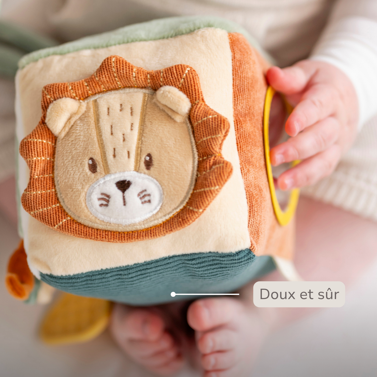 Soft Activity Cube Lion Léon - Baby Toy - 11 cm - Multicolored [FR]