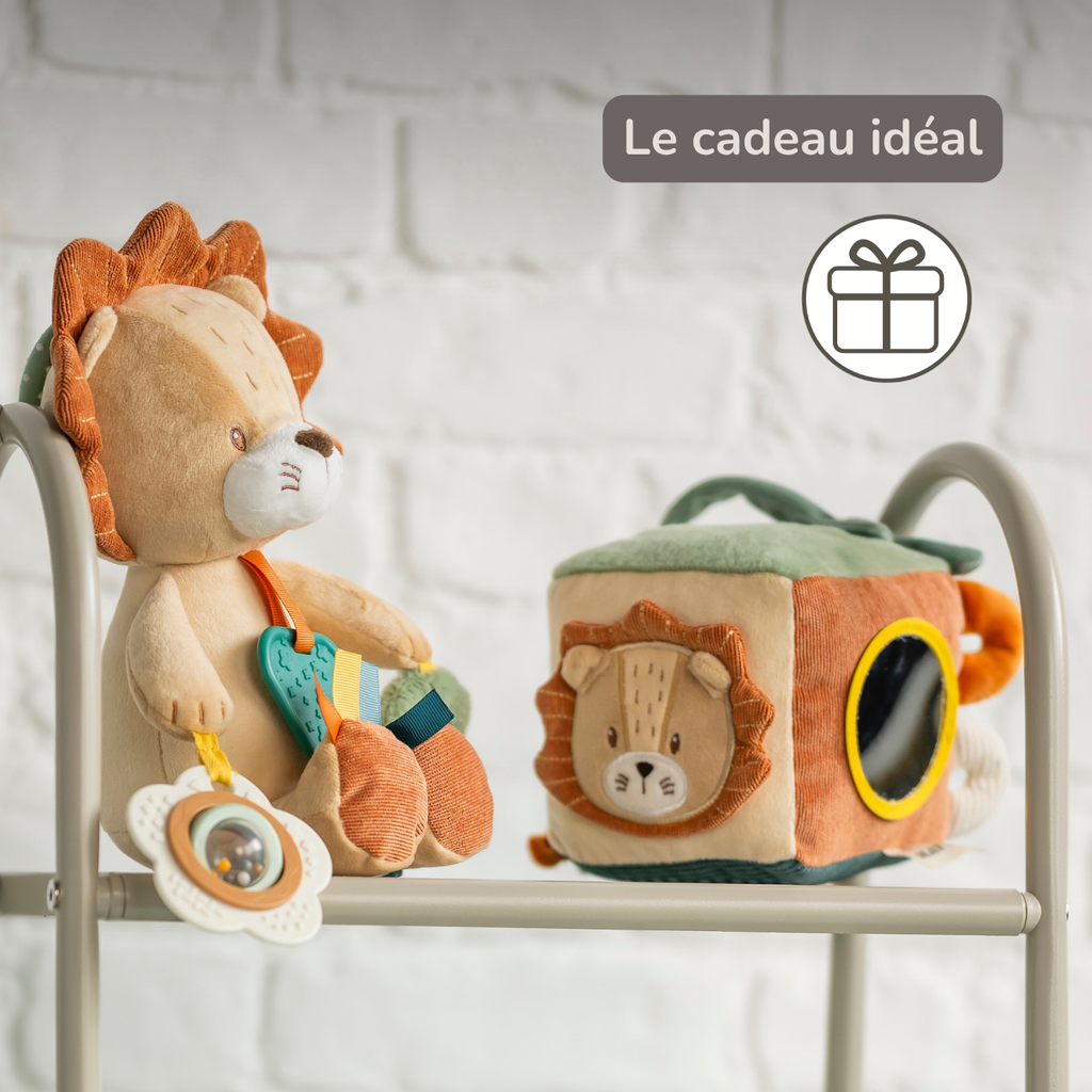 Soft Activity Cube Lion Léon - Baby Toy - 11 cm - Multicolored [FR]