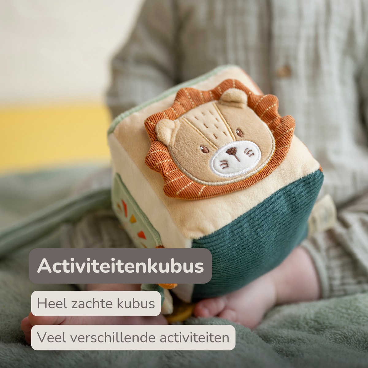 Soft Activity Cube Lion Léon - Baby Toy - 11 cm - Multicolored [NL]